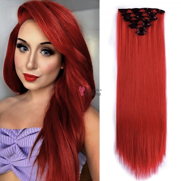 Extensii de par full head cu 8 piese Noilite drept 60 cm Roscat intens T892